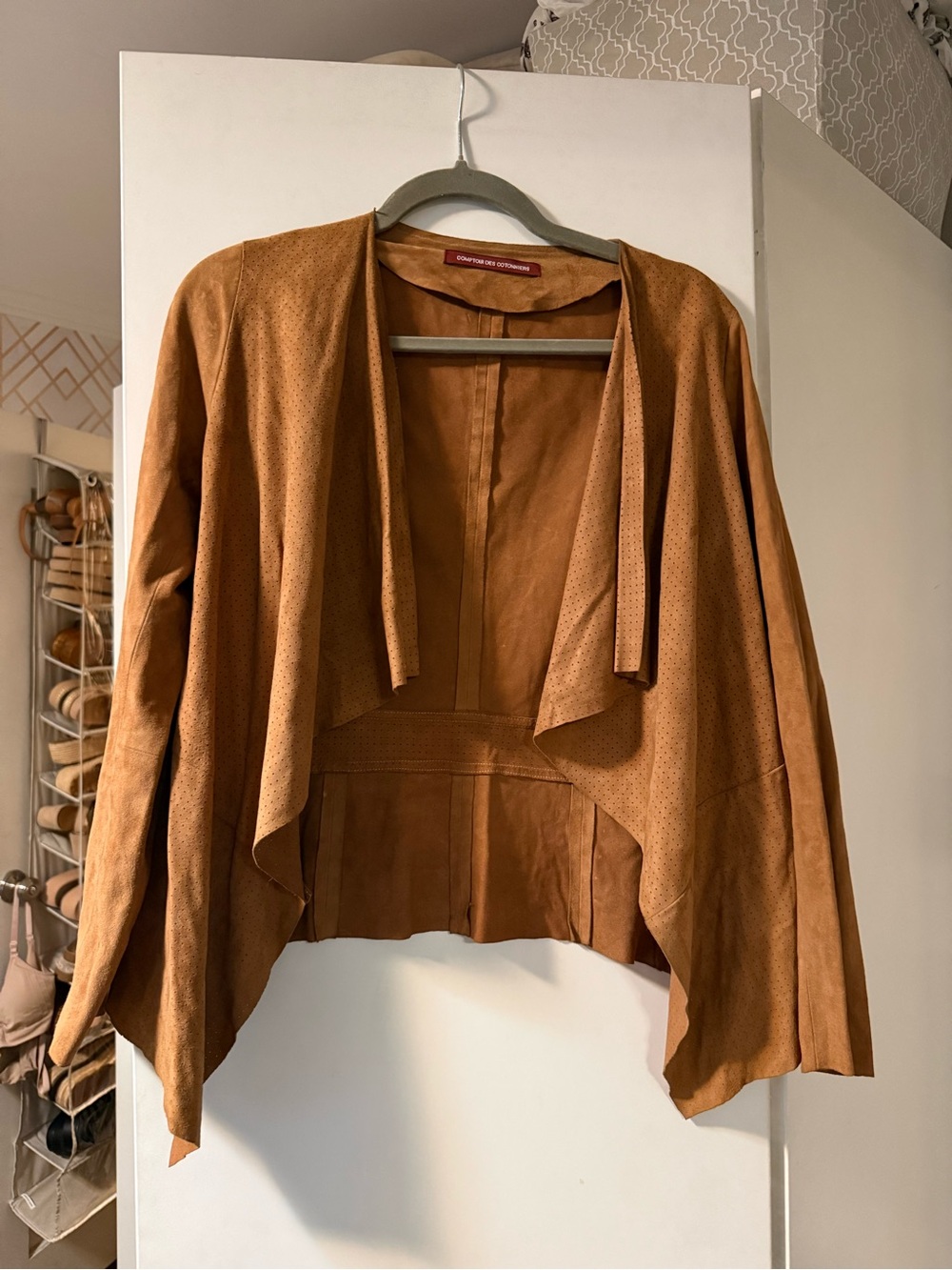 Cognac Suede draped jacket